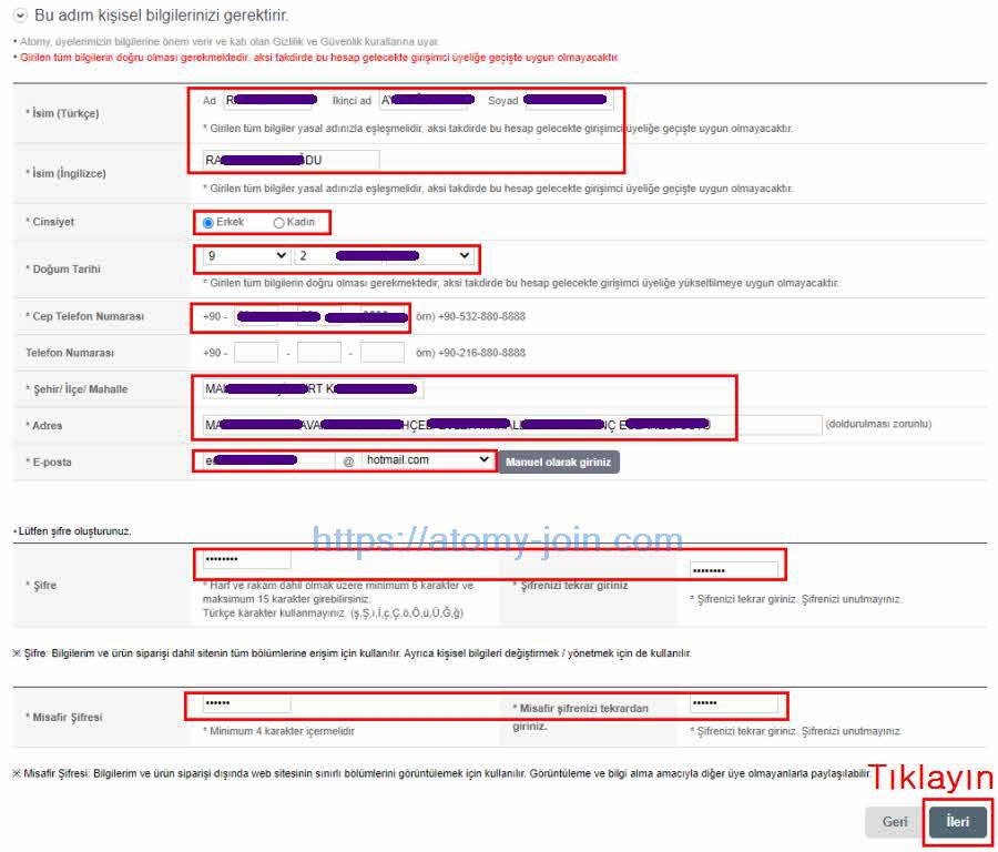 [ join-atomy] turkey memer Registration_Step 5