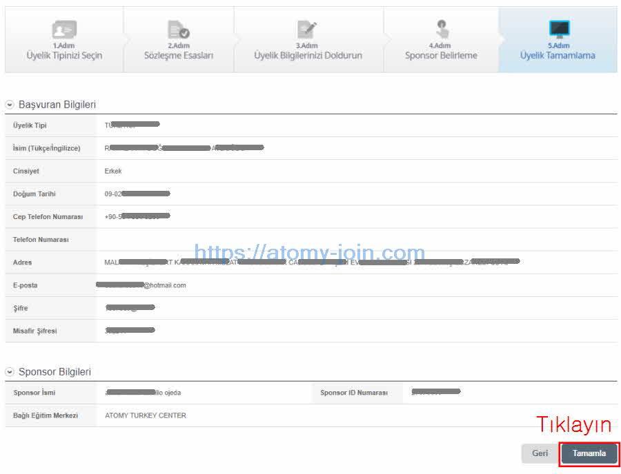 [ join-atomy] turkey memer Registration_Step 9