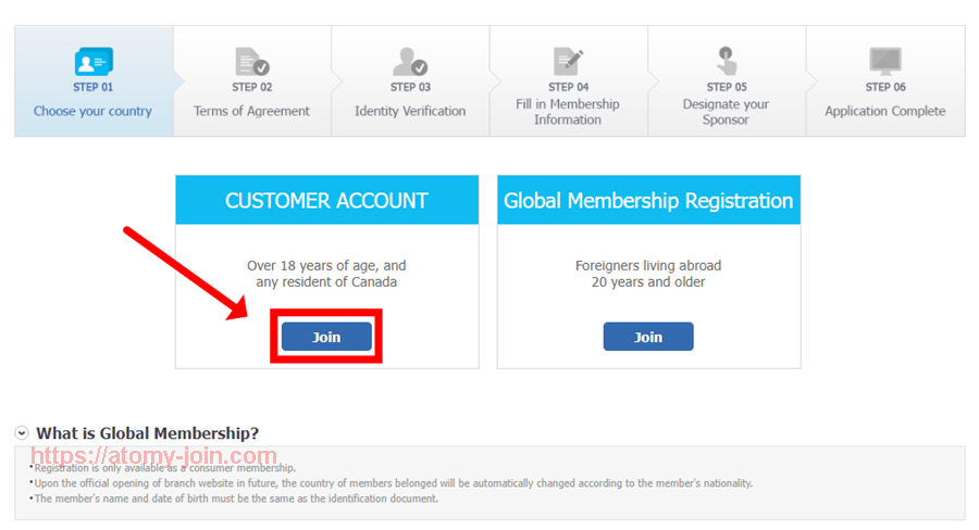 [join-atomy] Canada Memer Registration_Step 3