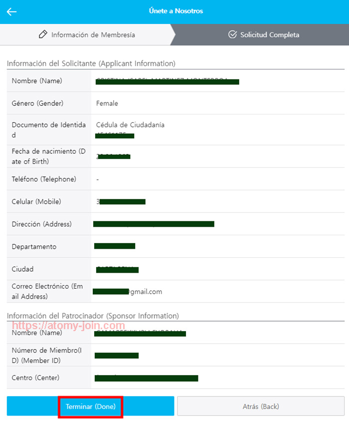 [join-atomy] Mobile - Colombia Memer Registration_Step 11