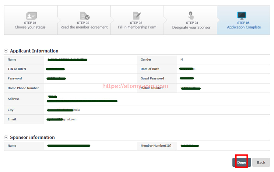 [join-atomy] Philippines Memer Registration_Step 11