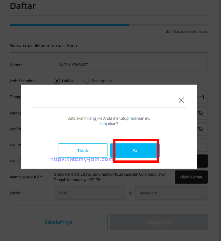 [join-atomy] Indonesia Memer Registration_Step 10